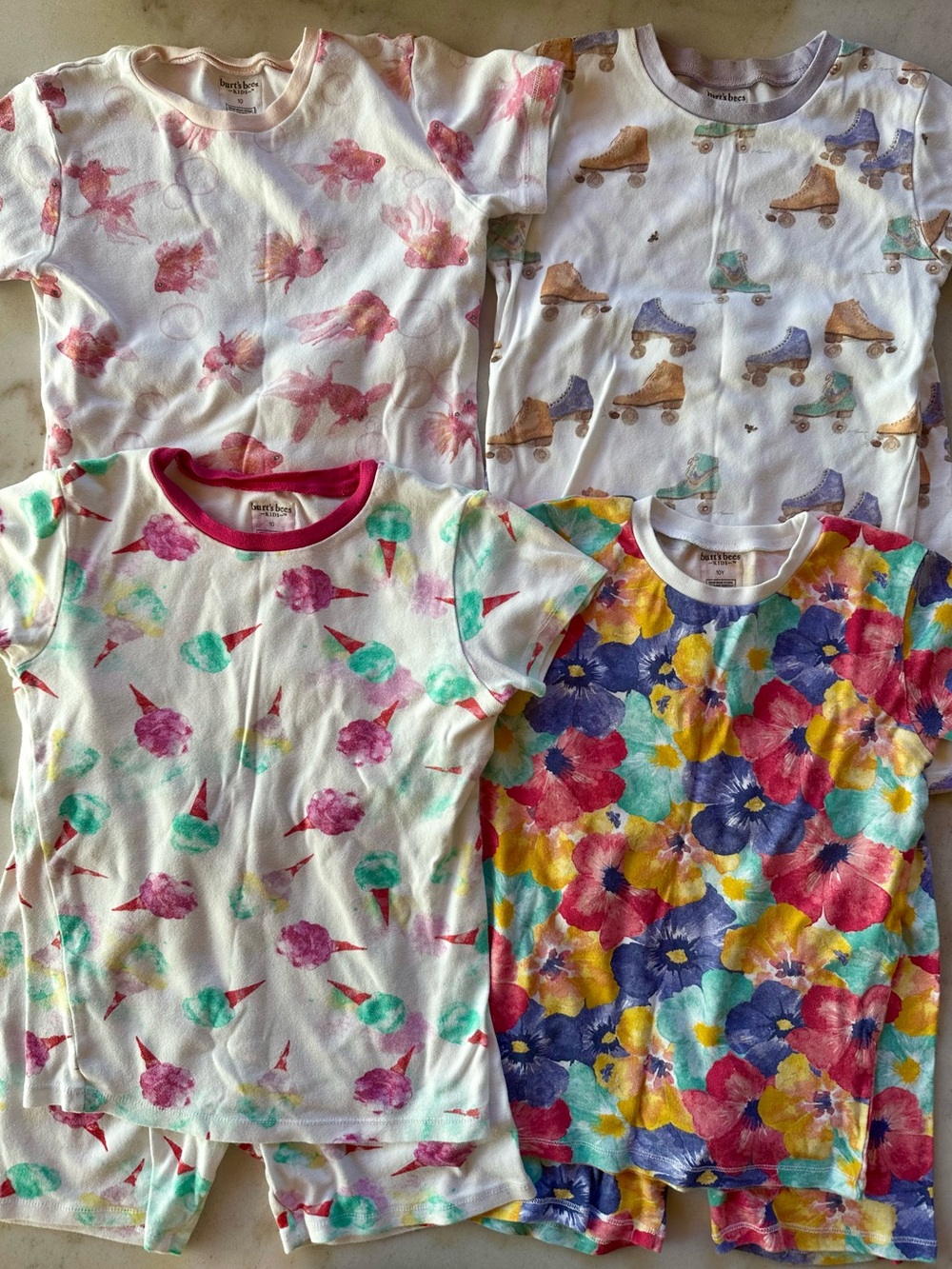 4 sets of Burts Bees Organic Cotton Short Pajamas | Burts Bees PJs